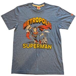 Homage Metropolis Superman DC Comics Graphic T-Shirt Blue Heather Men's Small